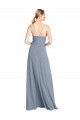 Best Spaghetti Straps V-Neckline Long Chiffon Bridesmaid Dress with High Slit UK
