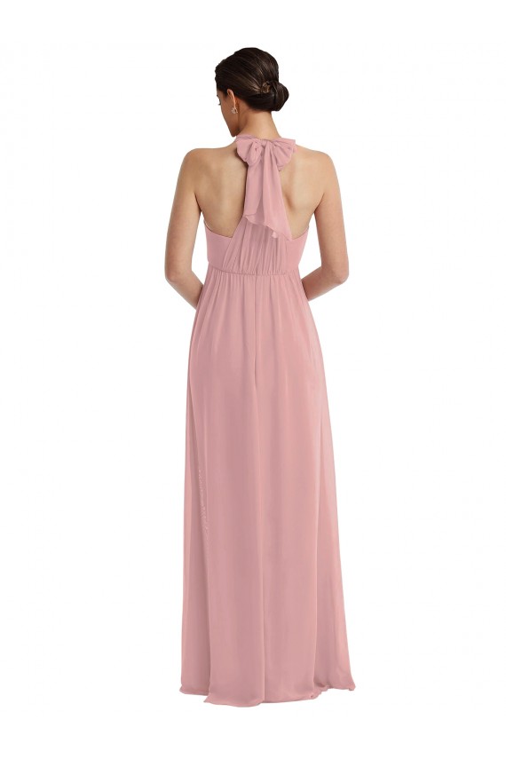 Best Empire Waist Long Halter Maxi Bridesmaid Dress UK