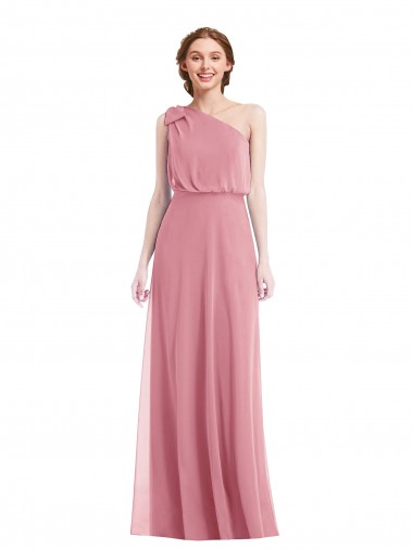 Best One Shoulder Bow Blouson Bodice Maxi Bridesmaid Dress UK