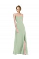 Best Scoop Neck Tie Strap Maxi Bridesmaid Dress with Front Slit UK