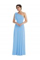 Best Draped One Shoulder Maxi Bridesmaid Dress with Scarf Bow UK