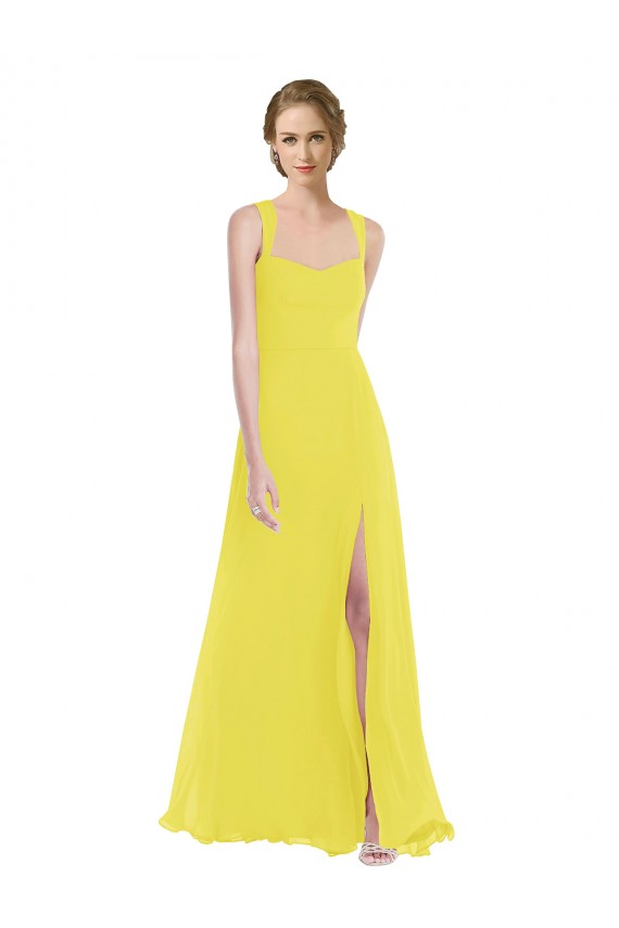 Best Wide Strap Sweetheart Maxi Bridesmaid Dress UK