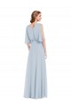 Best V-Neck Split Sleeves Blouson Bodice Maxi Bridesmaid Dress UK