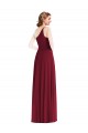 Best One Shoulder Chiffon Maxi Bridesmaid Dress with Shirred Front Slit UK