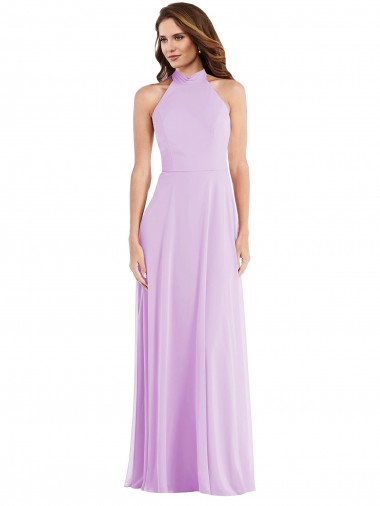Best High Neck Halter Backless Maxi Bridesmaid Dress UK