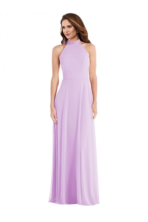 Best High Neck Halter Backless Maxi Bridesmaid Dress UK