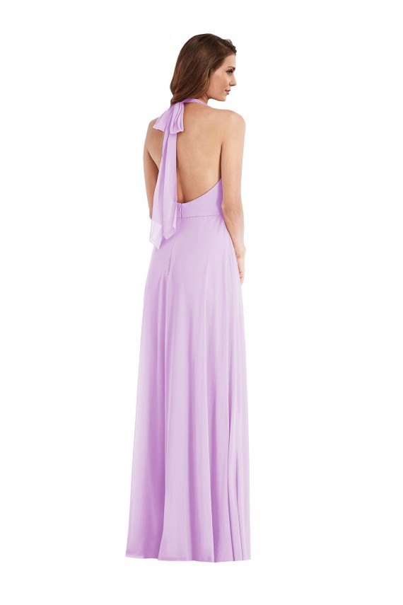 Best High Neck Halter Backless Maxi Bridesmaid Dress UK