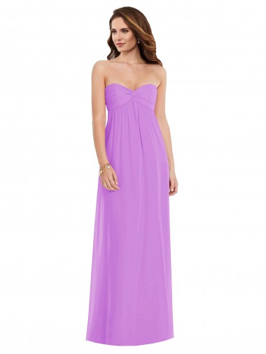 Best Empire Waist Twist Shirred Strapless Bridesmaid Dress UK
