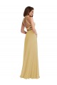 Best Stand Collar Halter Maxi Bridesmaid Dress with Criss Cross Open Back UK