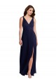 Best Deep V-Neck Chiffon Maxi Bridesmaid Dress with Front Slit UK