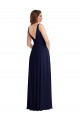 Best Deep V-Neck Chiffon Maxi Bridesmaid Dress with Front Slit UK