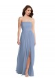 Best Strapless A-Line Maxi Bridesmaid Dress with Front Slit UK