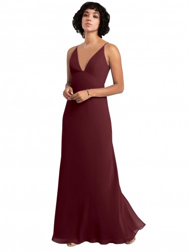 Best Notched Neckline Empire Waist Chiffon Slip Bridesmaid Dress UK