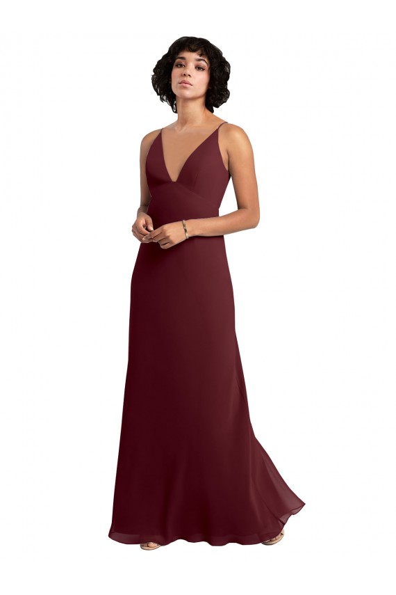 Best Notched Neckline Empire Waist Chiffon Slip Bridesmaid Dress UK