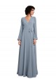 Best Wrap Style Long Sleeves Chiffon Bridesmaid Dress with Pleated Bodice UK