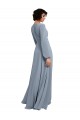 Best Wrap Style Long Sleeves Chiffon Bridesmaid Dress with Pleated Bodice UK