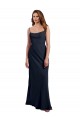Best Scoop Neck Long Chiffon Open Back Bridesmaid Dress with Spaghetti Straps UK