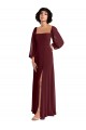 Best Sheer Long Sleeves Chiffon Bridesmaid Dress with High Slit UK