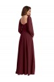 Best Sheer Long Sleeves Chiffon Bridesmaid Dress with High Slit UK