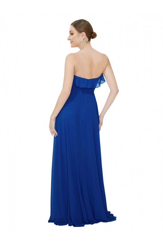 Best Ruffled Chiffon Strapless Bridesmaid Dress UK