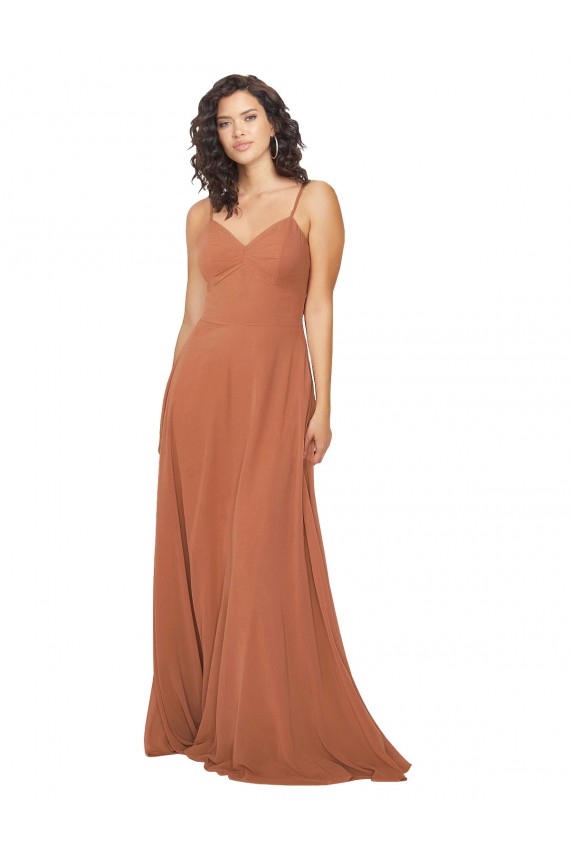 Best Chiffon Bridesmaid Dress with Tie Back Keyhole UK