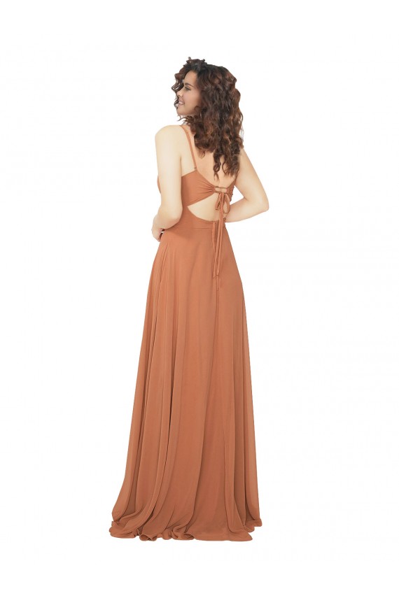 Best Chiffon Bridesmaid Dress with Tie Back Keyhole UK