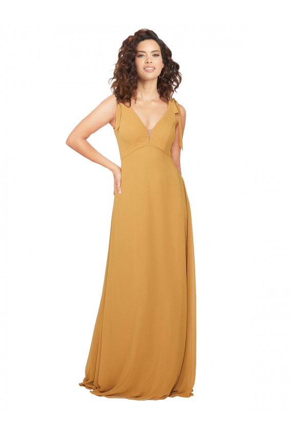 Best Boho Chiffon Bridesmaid Dress with Tied Straps UK