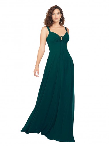 Best Tied Bodice Sweetheart V-Neck Chiffon Bridesmaid Dress UK