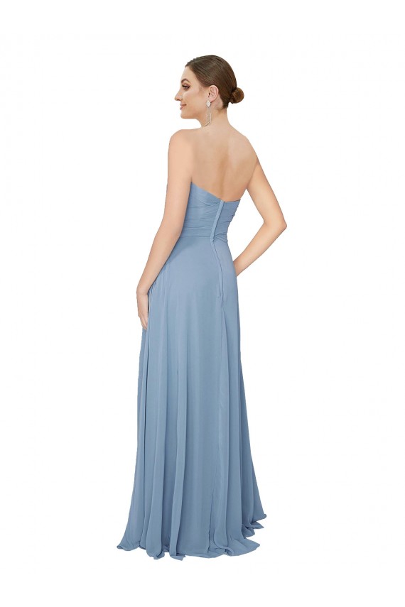Best Draped Sweetheart Chiffon Bridesmaid Dress with Front Slit UK