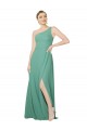 Best One Shoulder Asymmetric Chiffon Bridesmaid Dress with Pockets UK