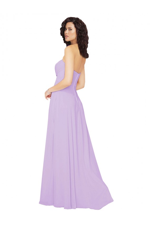 Best Draped Sweetheart Long Chiffon Bridesmaid Dress with Front Slit UK