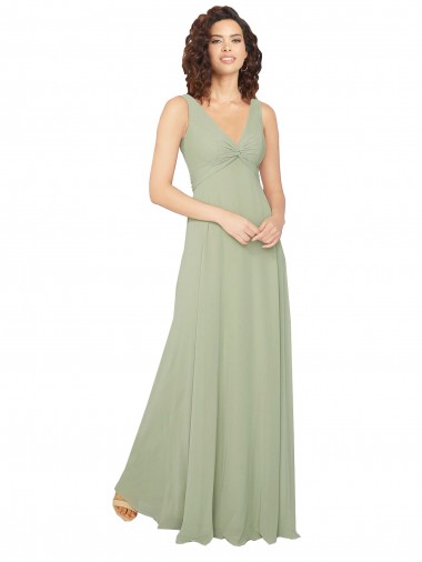 Best Knotted Bodice Chiffon Bridesmaid Dress UK