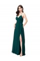 Best Chiffon Bridesmaid Dress with Draped Surplice Bodice & Pockets UK