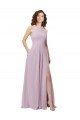 Best High-Halter Chiffon Bridesmaid Dress with Keyhole Cowl Back UK