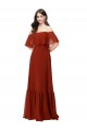 Best Off the Shoulder Ruffle Chiffon Bridesmaid Dress UK