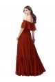 Best Off the Shoulder Ruffle Chiffon Bridesmaid Dress UK