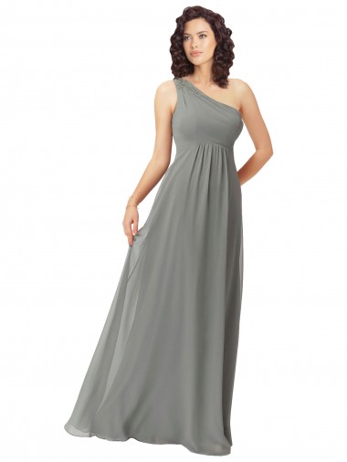 Best Embroidered One Shoulder Chiffon Bridesmaid Dress UK