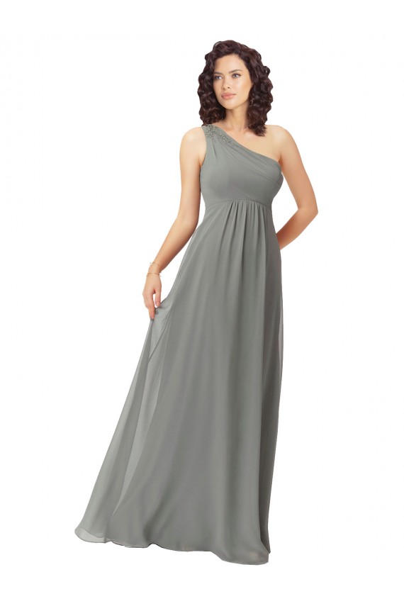 Best Embroidered One Shoulder Chiffon Bridesmaid Dress UK