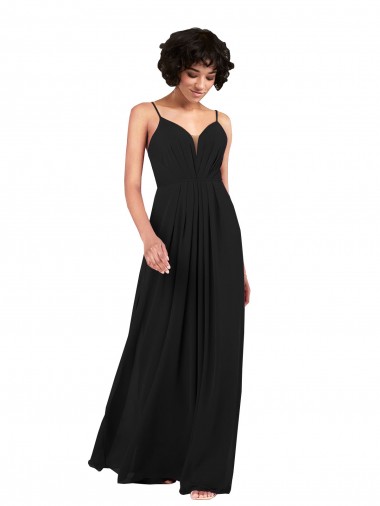 Best Simple V-Neckline Chiffon Formal Bridesmaid Dress with Pleated Skirt UK