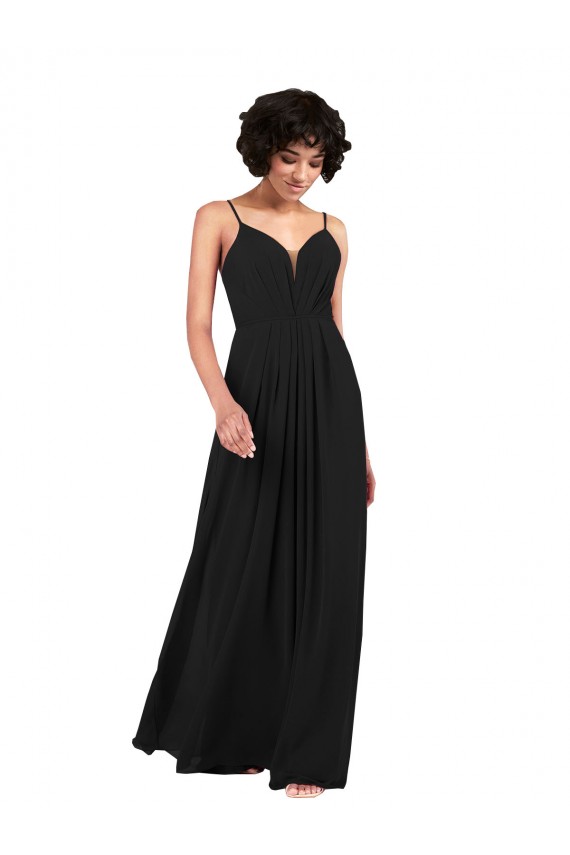 Best Simple V-Neckline Chiffon Formal Bridesmaid Dress with Pleated Skirt UK