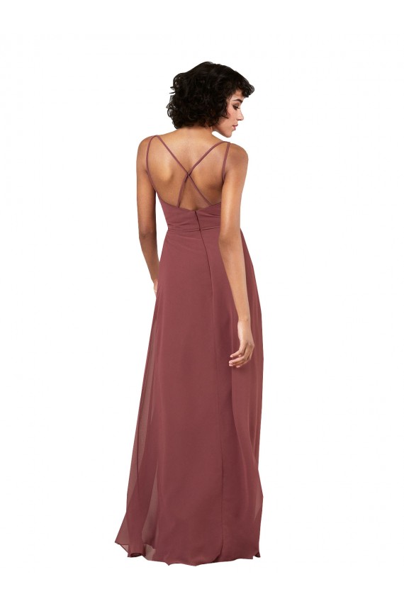 Best Simple V-Neckline Chiffon Formal Bridesmaid Dress with Pleated Skirt UK