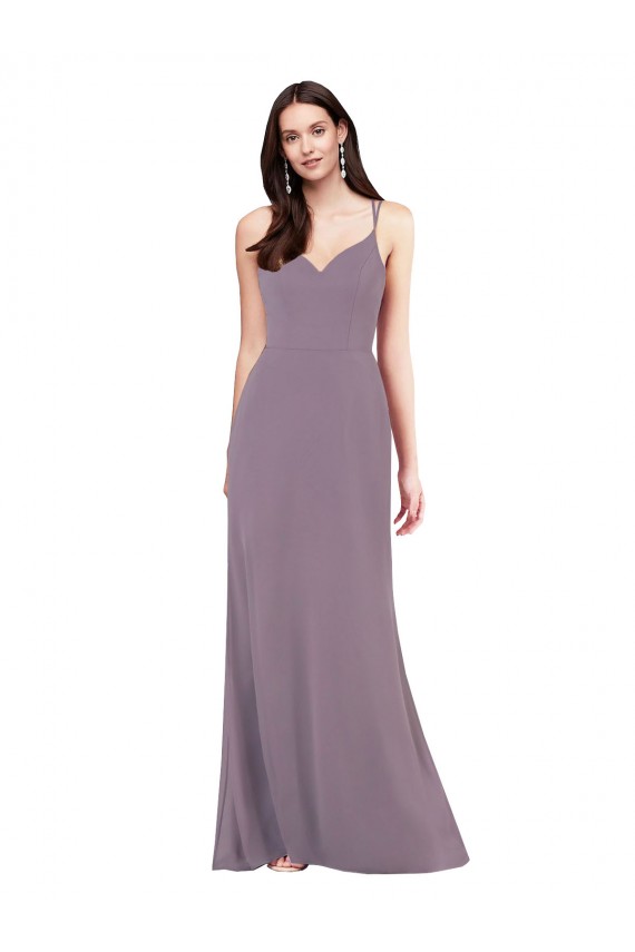 Best Simple Floor-Length Chiffon Formal Bridesmaid Dress with Criss-Cross Back UK