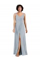 Best V-Neckline Wrapped Chiffon Bridesmaid Dress with Skirt Slit UK