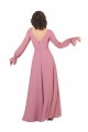 Best Long Sleeve Chiffon Bridesmaid Dress with Bow Detail UK