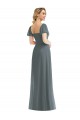 Best Puff Sleeves Chiffon Maxi Bridesmaid Dress with Front Slit UK