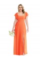 Best Flutter Sleeves Scoop Open Back Chiffon Maxi Bridesmaid Dress UK