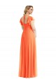 Best Flutter Sleeves Scoop Open Back Chiffon Maxi Bridesmaid Dress UK
