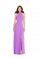 Best Halter Backless Maxi Formal Bridesmaid Dress with Button Ruffle Placket UK