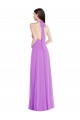 Best Halter Backless Maxi Formal Bridesmaid Dress with Button Ruffle Placket UK