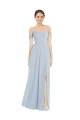 Best Off the Shoulder Basque Neck Maxi Bridesmaid Dress with Flounce Sleeves UK